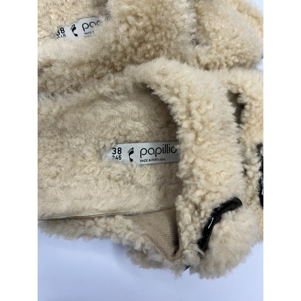 Birkenstock Papillio Teddy Shearling Arizona Big Buckle Slide Sandals Women 7 38 - Picture 5 of 9
